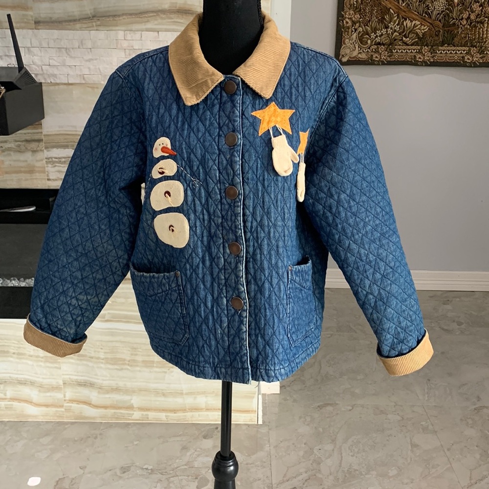 HAIKS  Faux Denim With Corduroy Quilted‎ Winter Holiday Jacket. Size XL